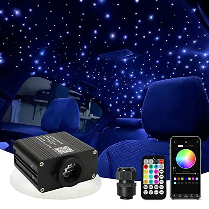 AMKI 16W Starlight Headliner Kit Twinkle+Sound Activated 200pcs 0.03in 6.5ft Cable End Glow Fiber Optic Light APP/Remote Control RGBW Starlight Box for Car Home Star Ceiling Decor - size: 200pcs*0.03in*6.5ft+Regular
