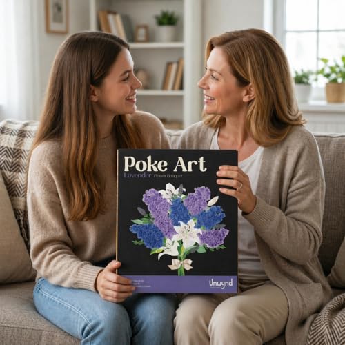 Unwynd Poke Art Lavender Flower Bouquet Kit for Adults, Women and Teens - style: Lavender