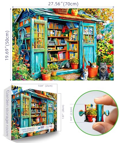 Blueforest Puzzles for Adults 1000 Pieces Cozy Garden Shed with Cats - color: Cozy Garden Shed