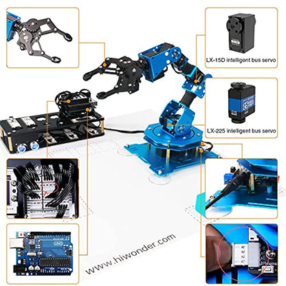 LewanSoul Robotic Arm 6DOF Robot Arm Kit with Secondary Development Compatible with Arduino, DIY Programming Kit STEAM Robot with Sensor and Arduino Open Source Code & Tutorial