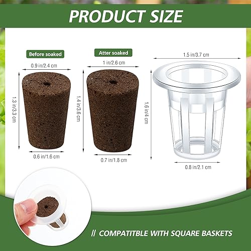 Ziliny 200 Pcs Hydroponic Grow Sponges Pods, 100 Sponges 100 Root Baskets