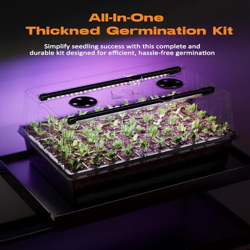 Patigrow 60-Cell Self-Watering Seed Starter Tray with Grow Light, Seed Starter Kit with 4.07” Humidity Dome, Indoor Seedling Starter Tray, Seed Starting Trays for Plant Germination, Seeds Growing