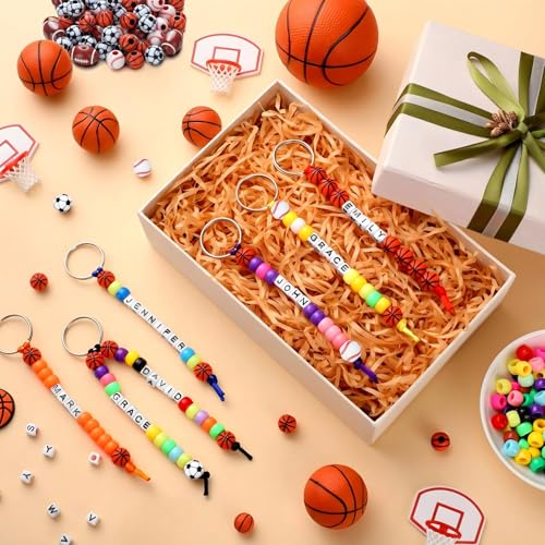 Landical 564 Pcs Sport Keychain Making Kit DIY Name Bead Key Chain Craft - color: Retro Color, style: Sports