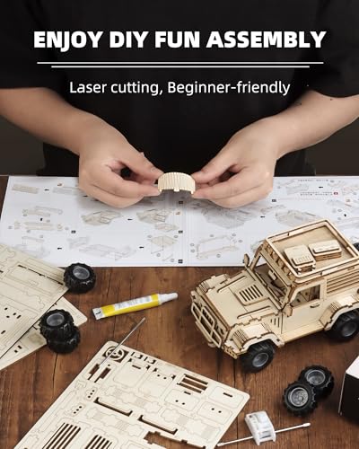 3D Wooden Puzzles for Adults to Build, Off-Road Car Model Kit