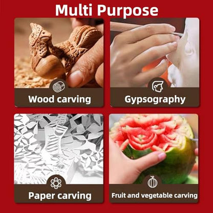 HEEPDD 4Pcs Wood Carving Tool, Rubber Stamp Carving Knife Manual Sharpener