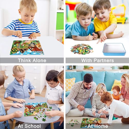 LELEMON Puzzles for Kids Ages 4-6,60 Piece Puzzles for Kids in a Metal Box - color: Farm 1)