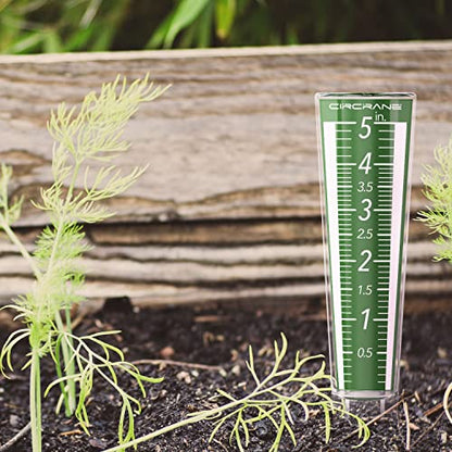 Circrane 5-Inch Capacity Outdoor Rain Gauge with Additional Hang Bracket& Stainless Steel Screws, Magnifying Scale and Numbers Design for Easy Read (Green) - color: Green