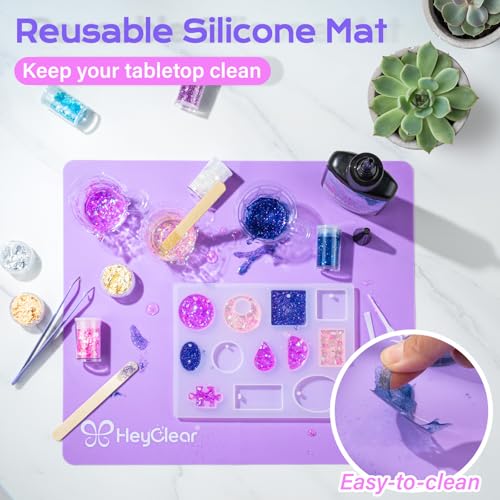HeyClear UV Resin Molds Kit 200g with Large UV Light for Jewelry Making - size: Upgraded Large Light Kit