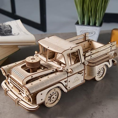 UGEARS Pickup Lumberjack Model Car Kits 3D Puzzle Adult Crafts, Mechanical Wooden Model Kits for Adults - style: Pickup Lumberjack