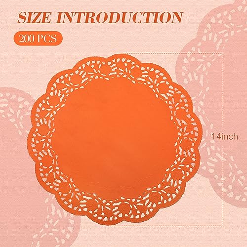 Yexiya 200 Pcs Lace Paper Doilies 14 Inch Round Foil Placemats, Orange - color: Orange