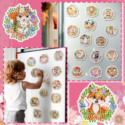 Xuhal 30 Pcs Animal Diamond Painting Magnets Diamond Art Kits for Adults - color: Wreath