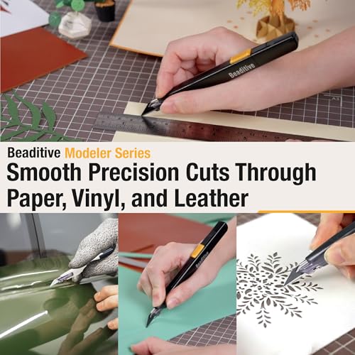 Beaditive High Precision Detail Craft Knife with 10 Blades - 30 Degree Blade Utility Knife - Art, Craft, Model Making (1 Black Knife, 10 Black Blades) - style: 1 Black Knife, 10 Black Blades