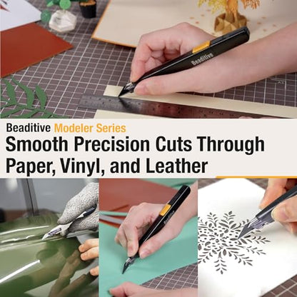 Beaditive High Precision Detail Craft Knife with 10 Blades - 30 Degree Blade Utility Knife - Art, Craft, Model Making (1 Black Knife, 10 Black Blades) - style: 1 Black Knife, 10 Black Blades