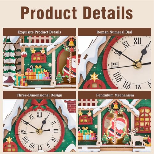 3D Puzzles for Adults Wooden Christmas Puzzle Clock Adult Crafts - color: Christmas Clock