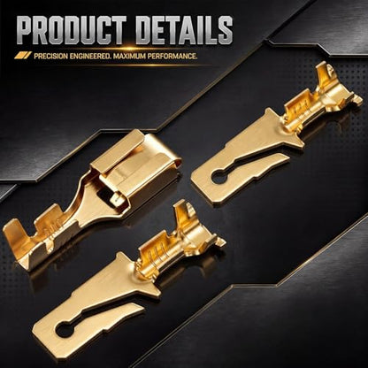 LEIFIDE 50 Pcs Electrical Terminals Kit Compatible with 56 Series, Gold - color: Gold