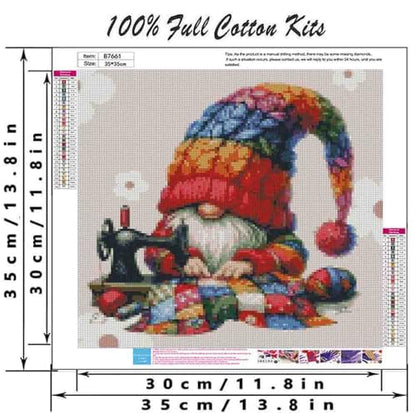 DYAIANGMU Gnome Stamped Cross Stitch Kit for Adults 13.7x13.7 inches - color: gnome-6