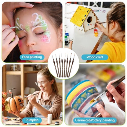 Detail Paint Brushes Set, 8 pcs Miniature Brushes for Fine Detailing - color: Brown