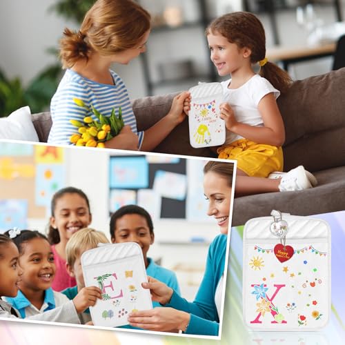 Cinrobiye 12 Set DIY Pot Holder Craft Kit with Pocket, Classroom Craft Activity Set with White Heat Resistant Hot Pads, Markers & Stencils, Handmade Kitchen Gift Kit for School & Group Projects