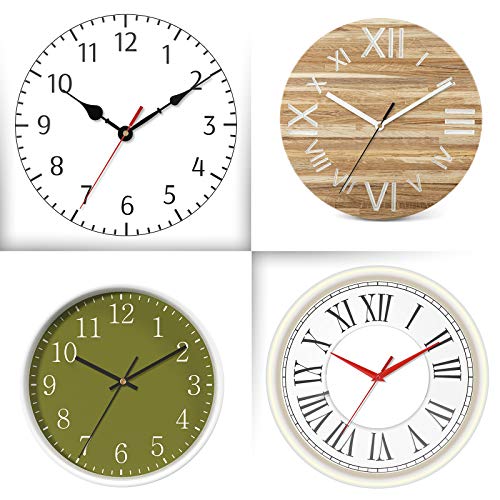 Outus 4 Pieces Quartz DIY Wall Clock Movement Mechanism Battery Operated Clock Motor Kit with 6 Sets of Hands (0.5 Inch/ 13 mm, Red, White, Black, Gold)