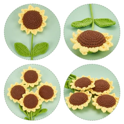 INFUNLY 10 pcs Sunflower Crochet Kits for Beginners Complete Flower Crochet Kits for Adults Starters with Instruction and Video Tutorials Crochet Kit Gift for Mother's Day Wedding Birthday - style: Sunflowers