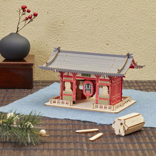 Kaminarimon Color Edition – Wooden 3D Puzzle Model Kit – DIY Japanese Temple Craft – No Glue Required – Cultural Gift & Display Piece - style: Kaminarimon
