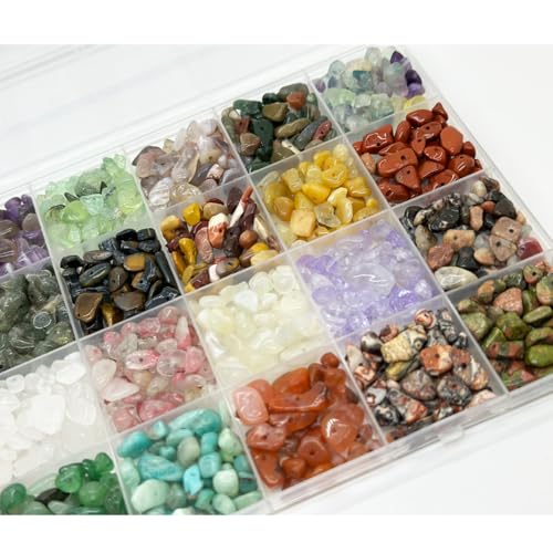 Yephac Jewelry Making Kits with 28 Colors Gemstone Chips, Healing Crystal Ring Maker Kit with Jewelry Making Supplies (28 Colors-1) - color: 28 colors-1