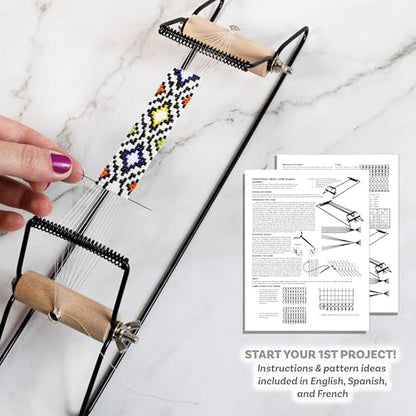 The Beadsmith Metal Bead Loom Kit, Includes Loom (12.5" x 2.5" x 3"), Thread, Needles, and 18 Grams Glass Beads for Bracelets, Necklaces, Belts, and More - size: 12.5" x 2.5" x 3"