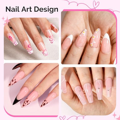 MelodySusie 5 Pcs Nail Art Liner Brushes Dual Dotting Pen Set #5#7#9#11#14 - color: Pink, Black, blue, White, Purple, size: 5