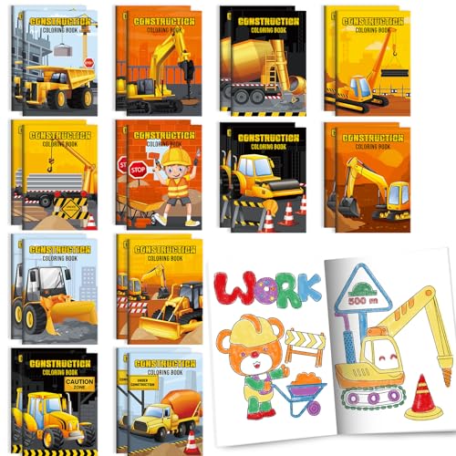 BenLouis 24 Pcs Construction Mini Coloring Books for Kids Party Favors - style: Construction