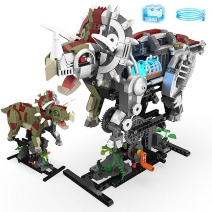 Mechanical Triceratops Dinosaur Building Set with Lights for Boys - color: Triceratops