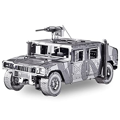 Piececool 3D Metal Puzzle Car Model Kits, American Hummer H1 Military Vehicle Models Kit, Brain Teaser DIY Metal Model Building Kits for Adults Teens Stress Relief, Best Gifts - color: Silverhummer