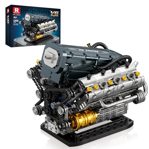 Reobrix V6 Mechanical Engine Model Building Kit for Adults, 1268 Pieces