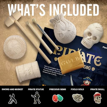 Pirate Treasures Dig Kit, 5 Bricks Excavation STEM Toy, Kids Party Gift