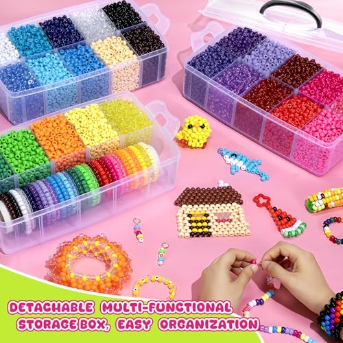 Simetufy 14000Pcs Pony Beads Bulk, 30 Colors 6x9 Kandi Beads for Bracelet - color: 30 Colors - 14000 Pcs