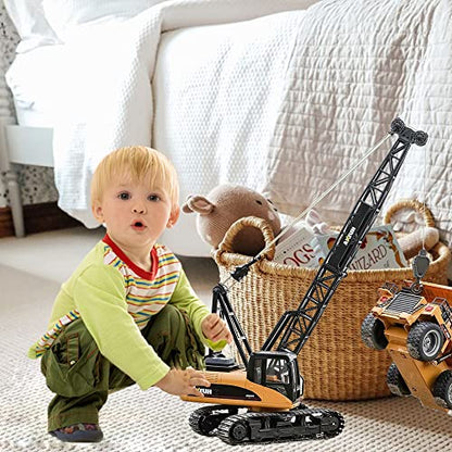 1/50 Heavy Duty Construction Metal Crawler Crane, Truck Crane Vehicle Toys for Kids, Outdoor Sandbox Car Toys, Birthday Gift Toddler Boy Kid