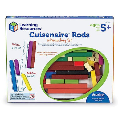 Cuisenaire Rods Kit for Fractions, Wood, Grades 4-6 (12 Trays, 1 Set of Overhead Rods, and Book)