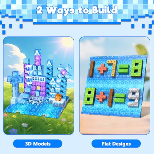 4PCS 4" x 4" Magnetic Building Block Base Plates for Kids, Strong Grip Magnetic blocks Base Compatible with Most Popular Magnetic Blocks & Cubes, STEM Educational Toys for Boys Girls Ages 3+ (Water） - color: 4pcs Water