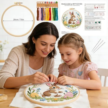 BoAn 3D Rabbit Embroidery Kit for Adults, DIY Hand Embroidery Craft Kit - color: rabbit-2