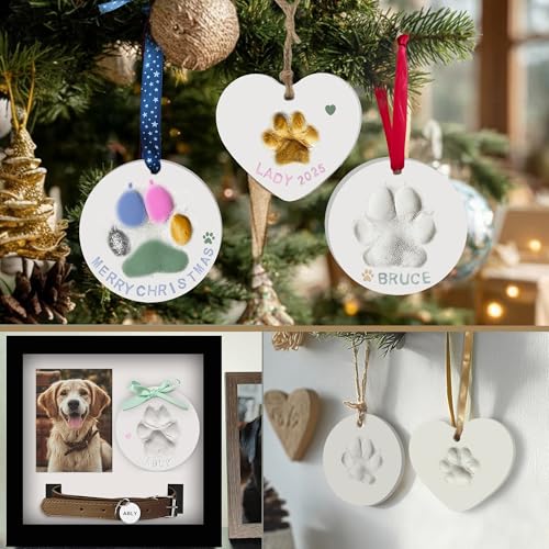 MYPAWLETS Dog Cat Pawprints Keepsake Kit,Make 3 Clay Paw Print Ornaments - size: Make 3（2 circles 1 heart）