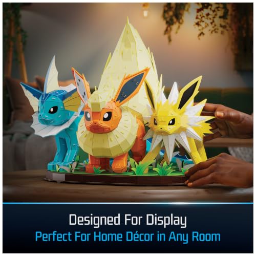 4D Build Pokémon Eevee Evolution Trio 3D Puzzle Model Kit, Shelf Display - style: Eevee Evolution Trio 612 pcs