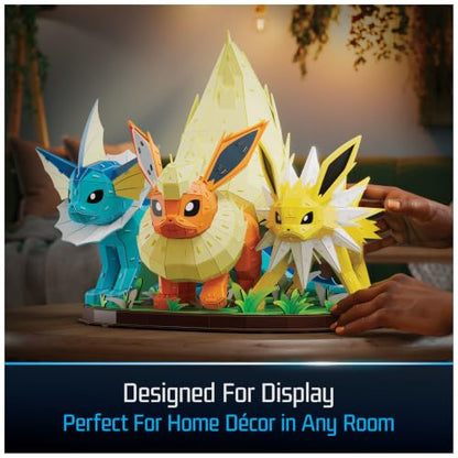 4D Build Pokémon Eevee Evolution Trio 3D Puzzle Model Kit, Shelf Display - style: Eevee Evolution Trio 612 pcs