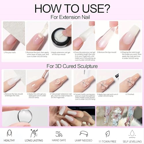 3D Nail Art Gel Clear and White Solid Builder Gel for Nails