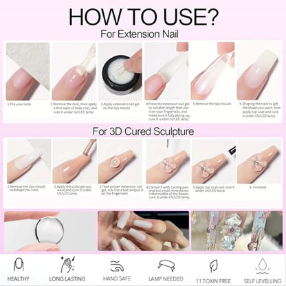 3D Nail Art Gel Clear and White Solid Builder Gel for Nails