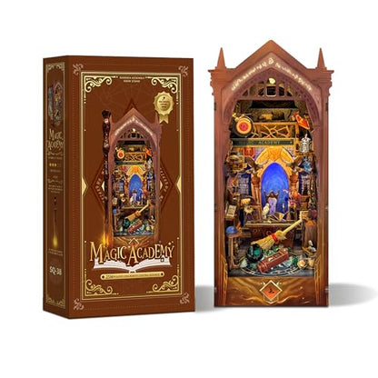 Magic Book Nook with Remote Wand DIY Dollhouse Miniature Kit - color: Magic Academy