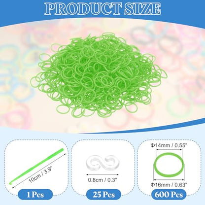 uxcell 600Pcs Loom Rubber Band, Bracelet Making Refill Kit Elastic Loom Band with 25Pcs S-Clips and 1Pcs Crochet Hooks for Weaving DIY Handcrafts, Grass Green - color: Grass Green
