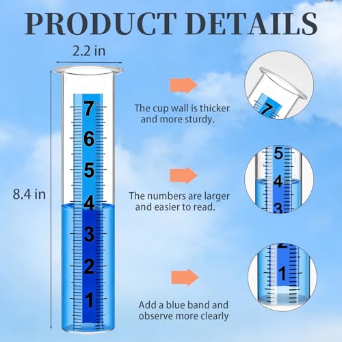 Rain Gauge Replacement Tube, Accurate Rain Gauges Outdoors Best Rated, 7" Capacity Rain Gauge Tube Replacement for Yard & Garden, Water Gauge for Rain (Large Scale Tube) - size: 2 Large Scale tube