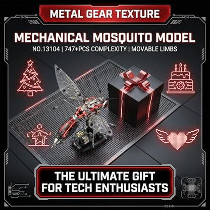 Mosquito Building Block – Hand-Crank Moving Wings & Abdomen Model Kit, STEM DIY Construction Set Great Birthday Idea for Teens & Adults - color: Black