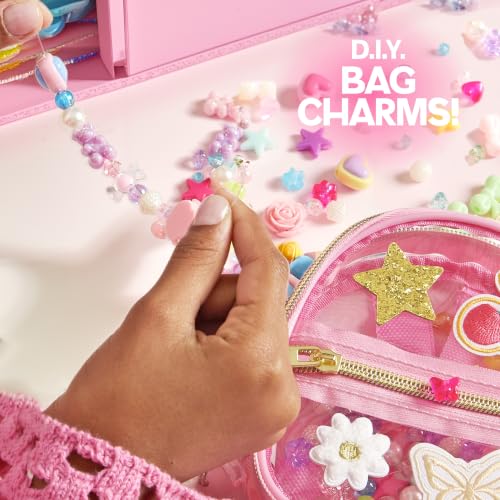 Just My Style Mini Backpack Keychains, Customize Key Chains & Clip to Anything, Includes Adhesive Patches, Bag Charms & Beads for Bracelet Making, Custom Bag Clip Bracelet Craft, Great Gifts for Girls - color: Mini Keychains