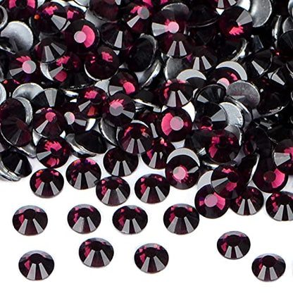 2880PCS Art Nail Rhinestones Non Hotfix Glue Fix Round Crystals Glass Flatback for DIY Jewelry Making with one Picking Pen (ss10 2880pcs, Amethyst) - color: Amethyst, size: ss10 2880pcs