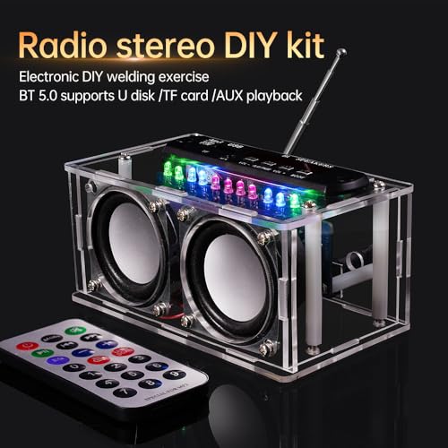 Diymore DIY Bluetooth Speaker Kit Radio Soldering Practice Kit,Dual Speakers & Remote Control,for TF/AUX/Bluetooth/USB Support,for Home and School Education Gifts for Women Men Mom Kids